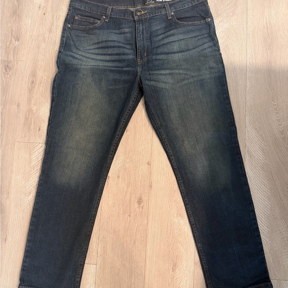 George Men's Slim Straight Jeans in Dark Blue Wash